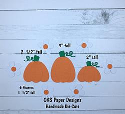 Handmade Paper Die Cut PUMPKINS and FLOWERS (ORANGE) Scrapbook Page Embellishment-pumpkin patch flowers carving halloween fall