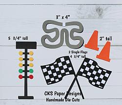 Handmade Paper Die Cut RACE TRACK Scrapbook Page Embellishment-