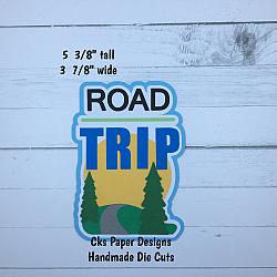 Handmade Paper Die Cut ROAD TRIP TITLE (Style 3) Scrapbook Page Embellishment-road trip family vacation driving