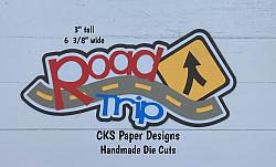 Handmade Paper Die Cut ROAD TRIP Title (Style 1) Scrapbook Page Embellishment-