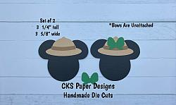 Handmade Paper Die Cut DISNEY SAFARI Mickey/Minnie Heads Set of 2 Scrapbook Page Embellishment-