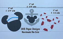 Handmade Paper Die Cut DISNEY SAILOR MICKEY Set of 3 Scrapbook Page Embellishment-