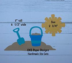 Handmade Paper Die Cut SAND BUCKET Scrapbook Page Embellishment-