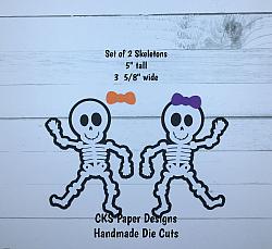 Handmade Paper Die Cut HALLOWEEN SKELETONS Set of 2 Scrapbook Page Embellishment-halloween skeletons decoration spooky boo