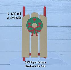 Handmade Paper Die Cut SNOW SLED Scrapbook Page Embellishment-