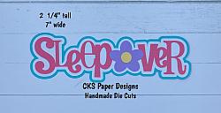 Handmade Paper Die Cut SLEEPOVER TITLE Scrapbook Page Embellishment-