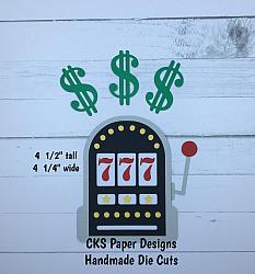 Handmade Paper Die Cut CASINO SLOT MACHINE Scrapbook Page Embellishment-casino slot machine cards poker craps