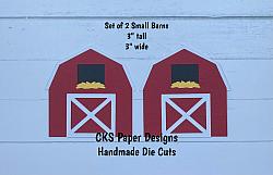 Handmade Paper Die Cut BARNS SMALL Set of 2 Scrapbook Page Embellishment-