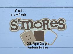 Handmade Paper Die Cut S'MORES TITLE Scrapbook Page Embellishment-