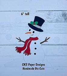 Handmade Paper Die Cut SNOWMAN Scrapbook Page Embellishment-