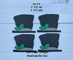 Handmade Paper Die Cut SNOWMAN HATS Set of 4 Scrapbook Page Embellishment-