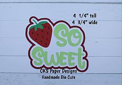 Handmade Paper Die Cut SO SWEET Title Strawberry Scrapbook Page Embellishment-