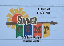 Handmade Paper Die Cut SUMMER CAMP Title Scrapbook Page Embellishment-