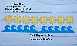 Handmade Paper Die Cut BORDER Sun & Water Ocean Waves Scrapbook Page Embellishment-