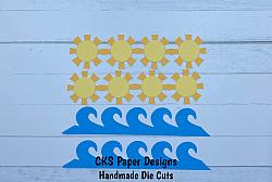 Handmade Paper Die Cut BORDER Sun & Water Ocean Waves Scrapbook Page Embellishment-