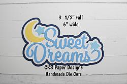 Handmade Paper Die Cut SWEET DREAMS TITLE (BLUE) Scrapbook Page Embellishment-