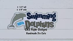Handmade Paper Die Cut SWIMMING WITH DOLPHINS Title Scrapbook Page Embellishment-