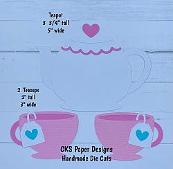 Handmade Paper Die Cut TEA PARTY SET Scrapbook Page Embellishment-