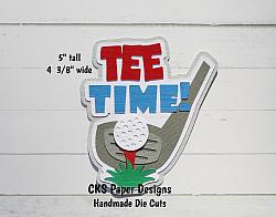 Handmade Paper Die Cut TEE TIME Golf Title Scrapbook Page Embellishment-