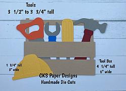 Handmade Paper Die Cut TOOL BOX & Tools Scrapbook Page Embellishment-
