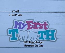 Handmade Paper Die Cut MY FIRST TOOTH Title (PINK) Scrapbook Page Embellishment-