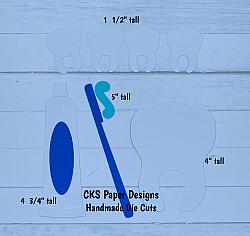 Handmade Paper Die Cut TOOTHBRUSH (BLUE) Scrapbook Page Embellishment-