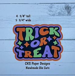 Handmade Paper Die Cut TRICK OR TREAT TITLE (Style 2) Scrapbook Page Embellishment-