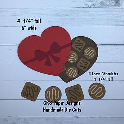 Handmade Paper Die Cut VALENTINE CHOCOLATES Scrapbook Page Embellishment-valentine chocolates candy love box valentines day