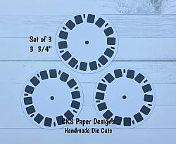 Handmade Paper Die Cut VIEWMASTER REEL SMALL Scrapbook Page Embellishment-