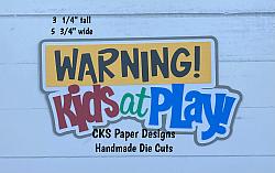 Handmade Paper Die Cut KIDS AT PLAY Title Scrapbook Page Embellishment-