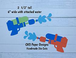 Handmade Paper Die Cut WATER GUNS Set of 2 Scrapbook Page Embellishment-