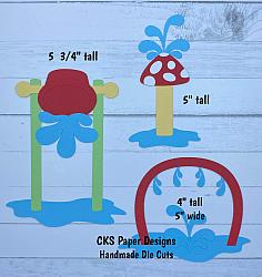 Handmade Paper Die Cut WATER PARK SET Splash Pad Scrapbook Page Embellishment-