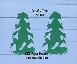 Handmade Paper Die Cut WINTER TREES Set of 2  Scrapbook Page Embellishment-