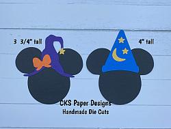Handmade Paper Die Cut Minnie WITCH & Mickey WIZARD Disney Halloween Heads  Scrapbook Page Embellishment-