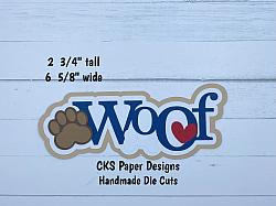 Handmade Paper Die Cut WOOF DOG TITLE Scrapbook Page Embellishment-