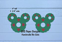 Handmade Paper Die Cut MICKEY WREATH HEADS Set of 2 Disney Christmas Scrapbook Page Embellishment-