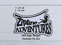 Handmade Paper Die Cut ZIPLINE ADVENTURES Title Scrapbook Page Embellishment for Scrapbook or Paper Crafts-