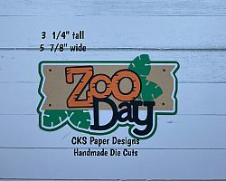 Handmade Paper Die Cut ZOO DAY TITLE Scrapbook Page Embellishment-